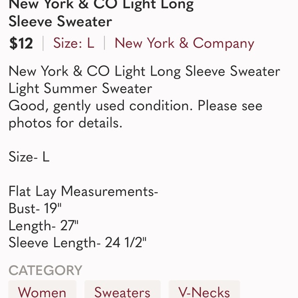 New York & Company Light Pink V-Neck Pull-Over Acrylic  Sweater LIKE NEW! - Picture 8 of 8